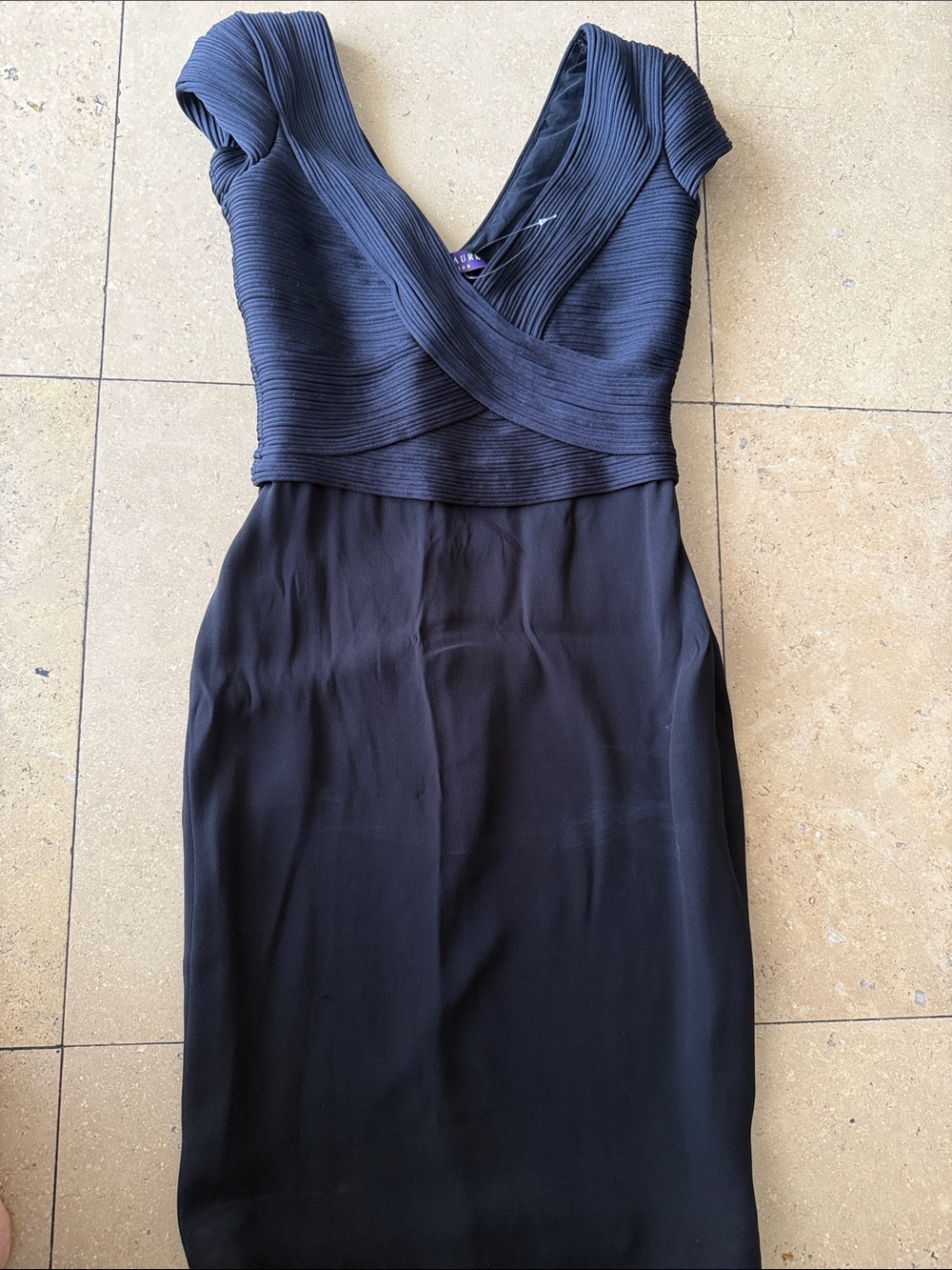 Ralph Lauren Purple Label Black Cap Sleeve V-Neck Mini Dress